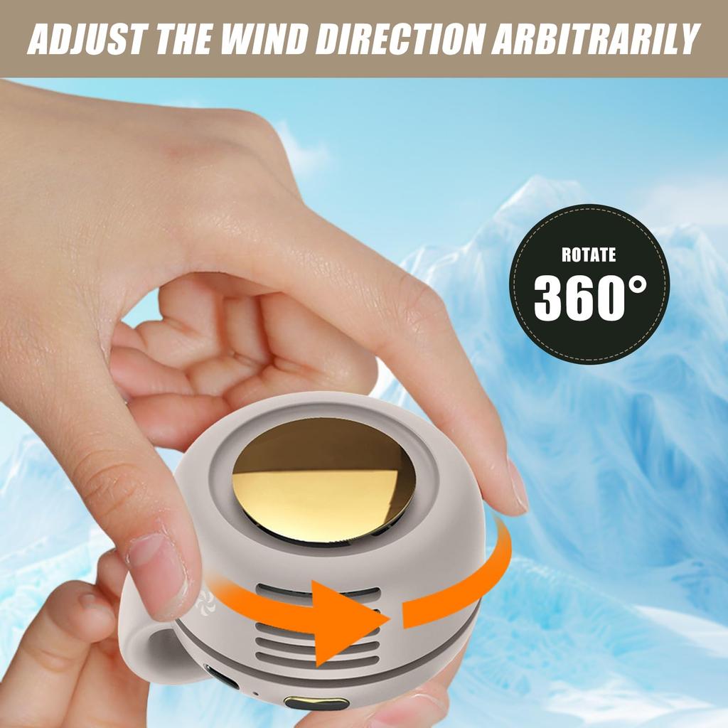 Tragbarer Leiser Mini-Bladeless-Ventilator zum Anklemmen an Hemd/Taille, 3 Geschwindigkeiten, USB-wiederaufladbar, Sommer-Essential für Outdoor-Laufen, Camping