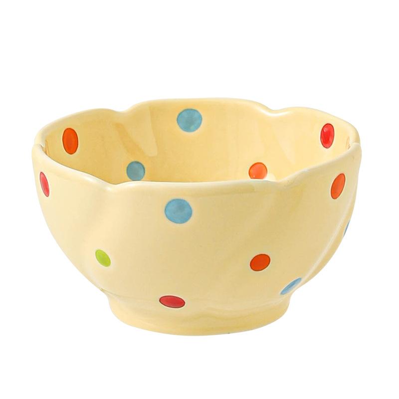 Cute Cream Color Dot Bowls Set Ins Style Rice Yogurt Soup Bowls for Home Kitchen Tableware