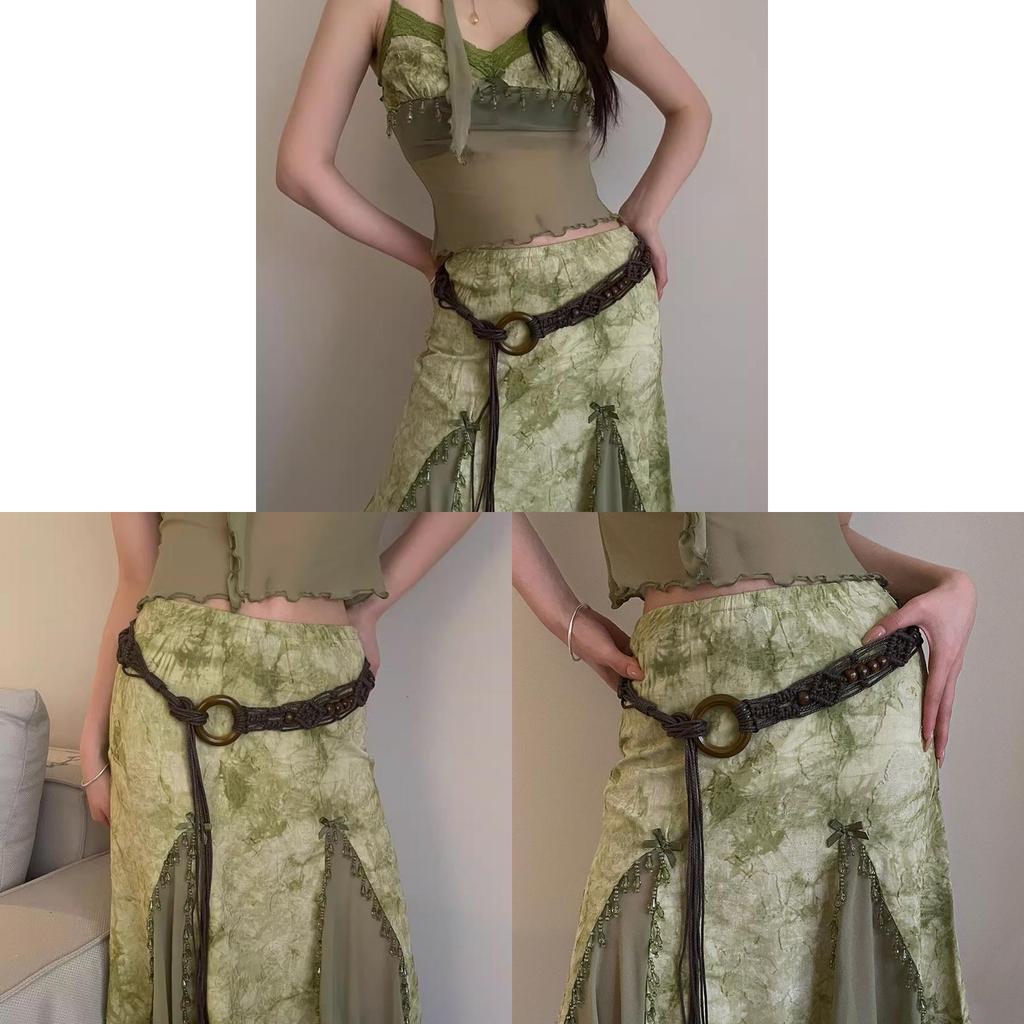 Cintura da vita boho da donna con fibbia automatica per accessori da abito estivo