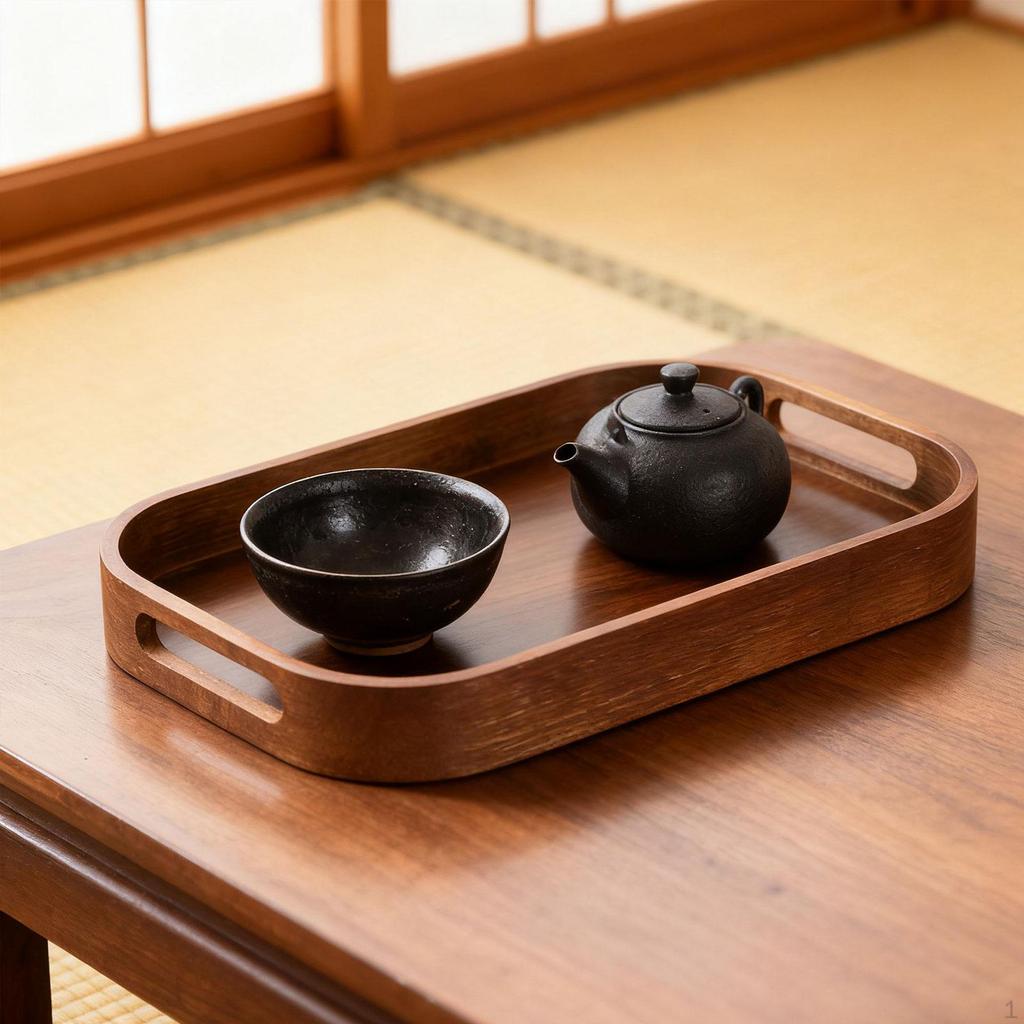 Bamboo Serving Tray Coffee Table Rectangular Housewarming Gift Food Dish Bread Board for Tea