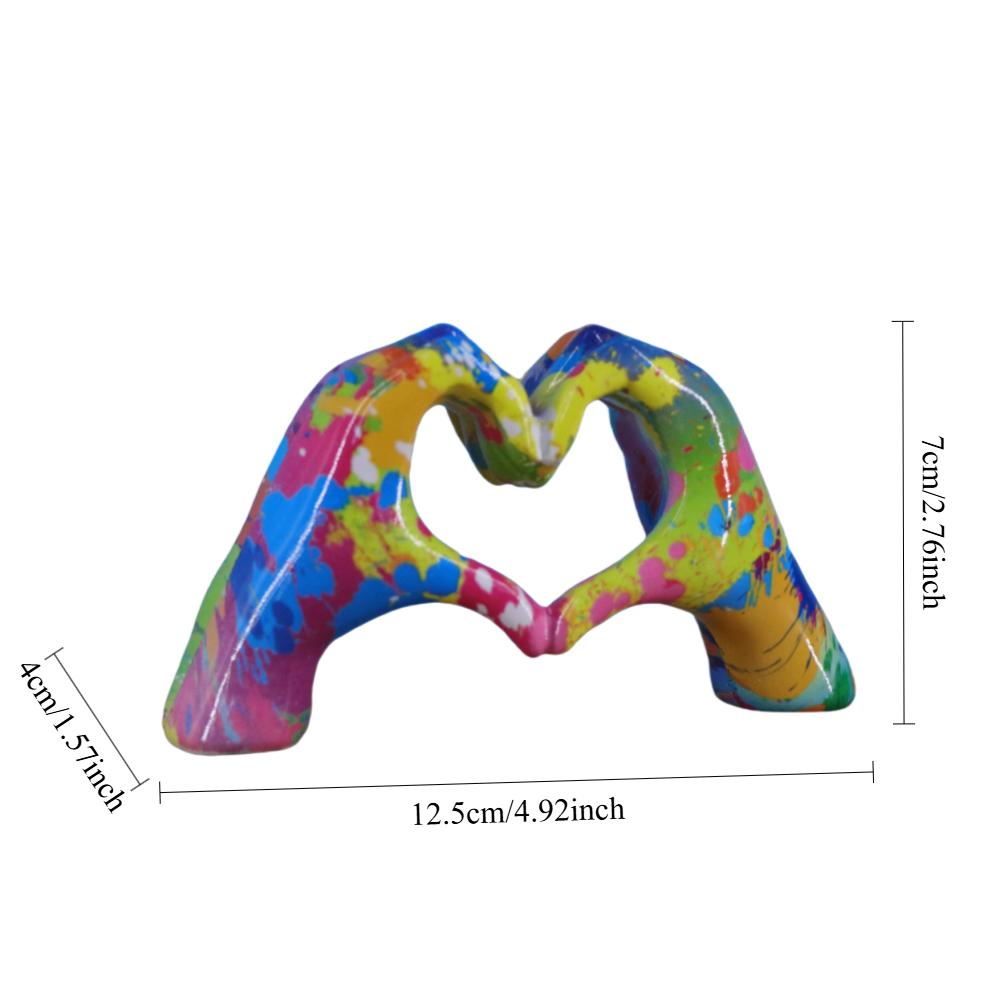 Heart Gesture Paint Figurine Resin Color Oil Graffiti Heart-shaped Hand Statue Home Centercenter Decor Modern Desktop Ornaments