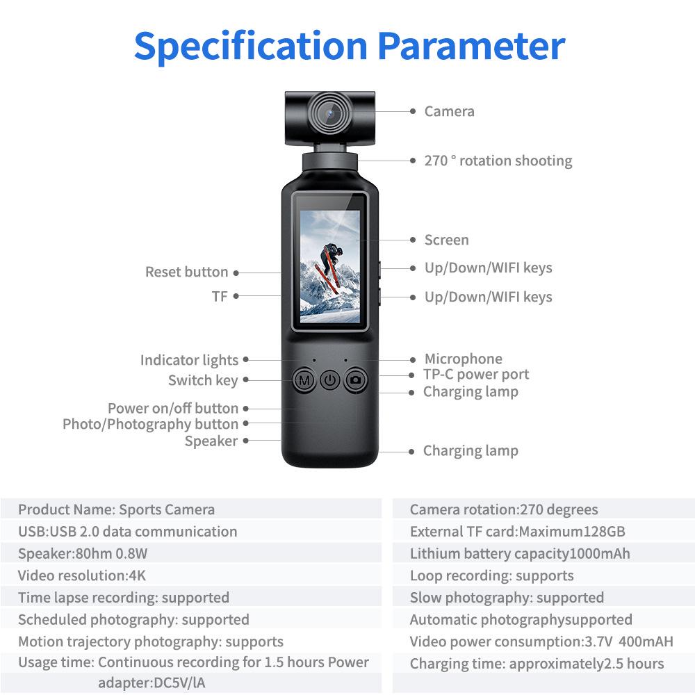 4K Rotating Handheld Sports & Law Enforcement Camera