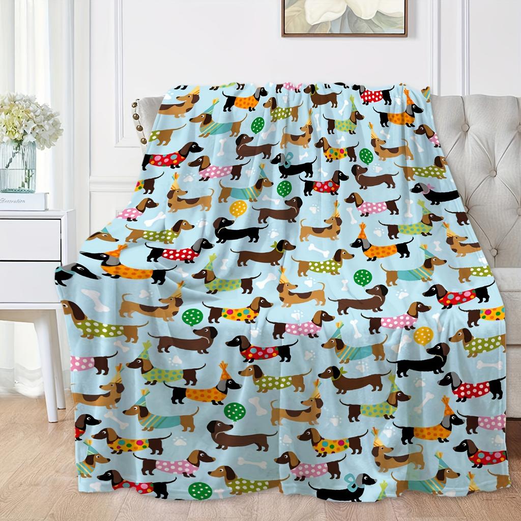 Dackel Welpen Flanelldecke - Rustikale Bandanas & Polka Dots | Weich Warm Ganzjährig, Büro Camping Zuhause, Geschenk für Hundeliebhaber