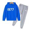 Fashion Casual 1977 Boys Girls 2 Piece Sets Tracksuit Kids Hooded Sports Suit Children Hoodies Sweatshirt Top+Pants Streetwear