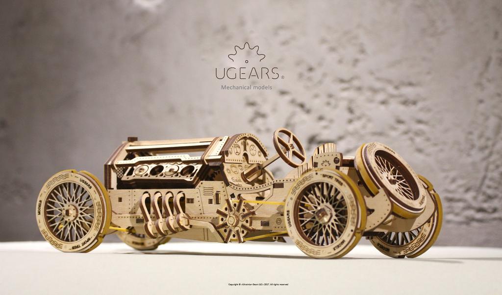 Ugears U-9 Grand Prix Car 70044 Wooden Puzzle Car for Adults, No Glue or Tools Required