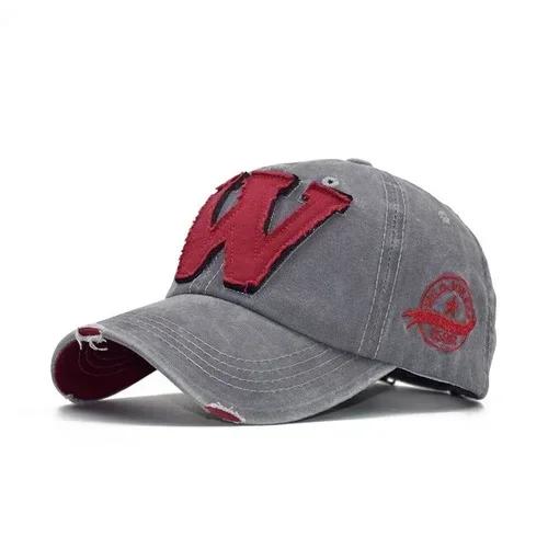 W Baseball Cap Snapback Hats Bone Casquette Hat Distresseded Wearing Fitted Hat For Men Custom Hats Embroidery Letter Print