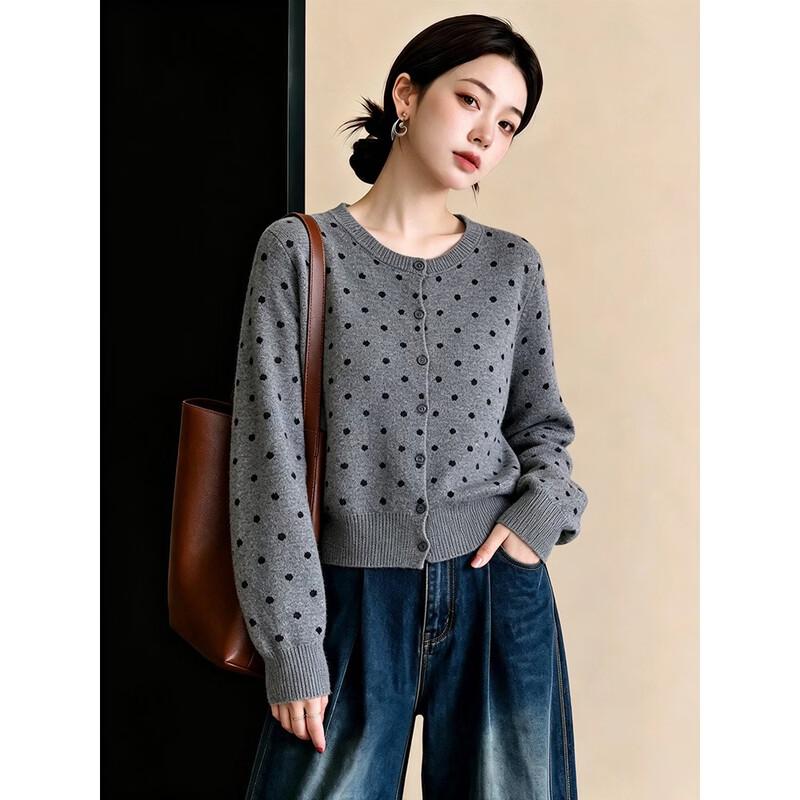 La Chapelle Women's Polka Dot Long-Sleeve Knit T-Shirt