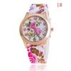 Womens Watch Fashion Silicone Printed Flower Causal Quartz Analog Watches Wrist