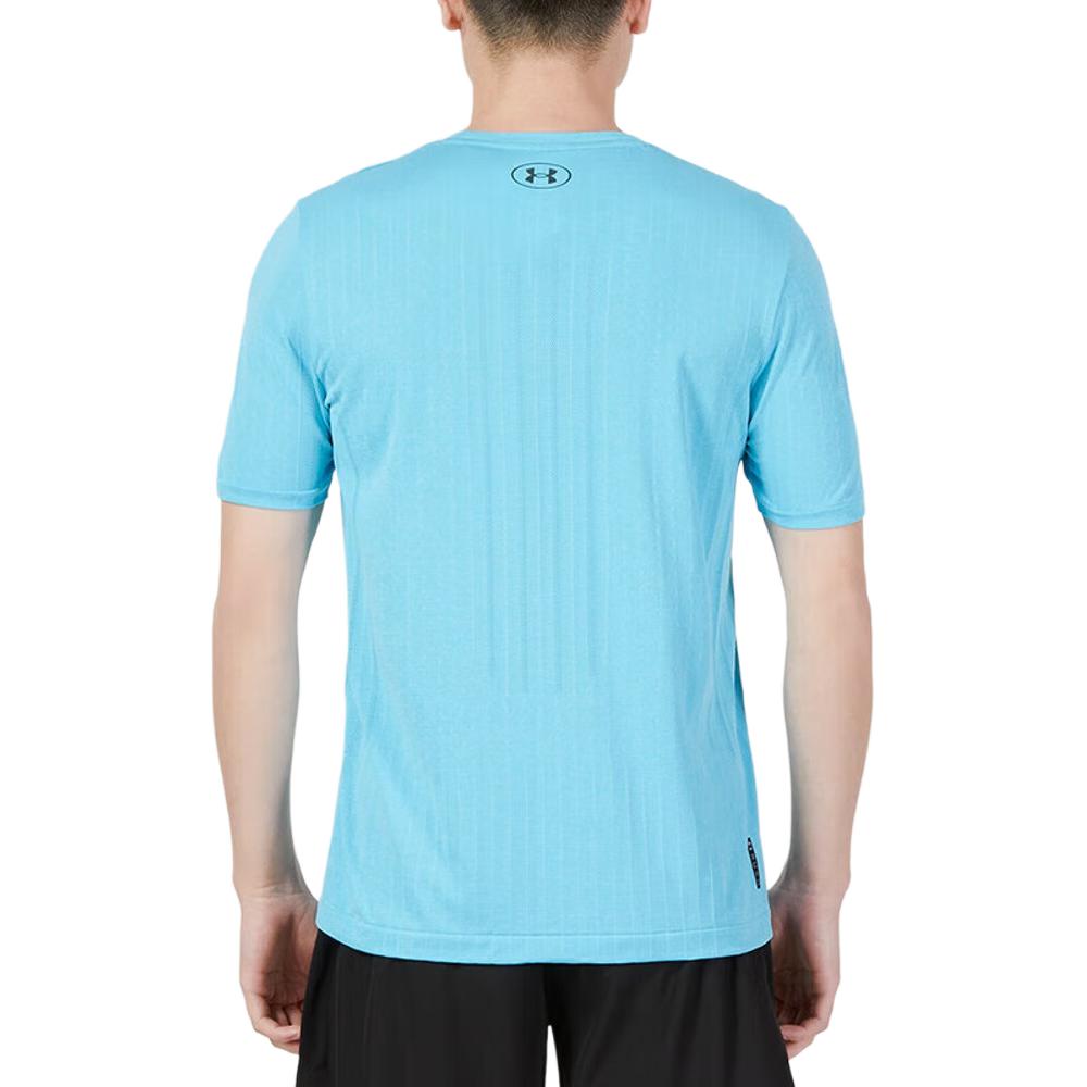 Under Armour Solid Color Mesh Design Round Neck Sports T-Shirt Men Tops Glacier-Blue 1373724-433