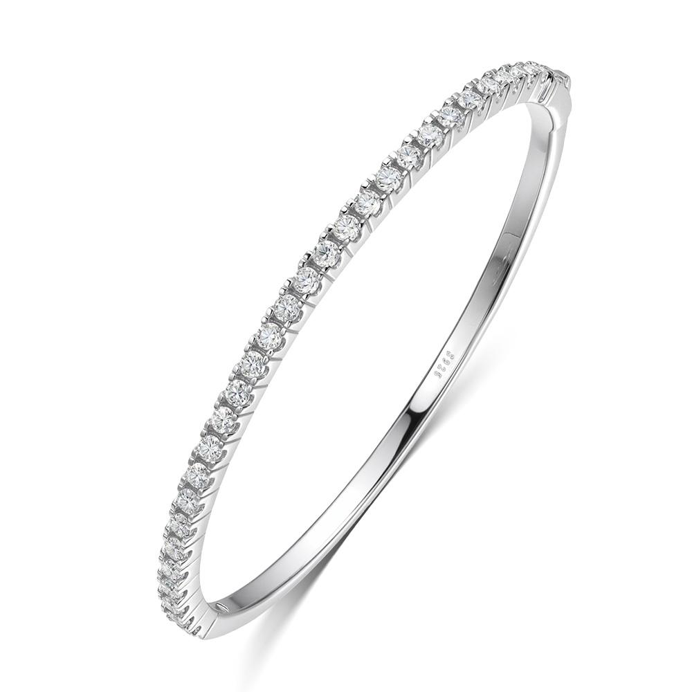 

KNOBSPIN Moissanite Bangles for Women All 2.5mm D VVS1 Lab Diamond Bracelets 925 Silver Bracelet Wedding Birthday Gift for wrists 14-16cm&All moissanite
