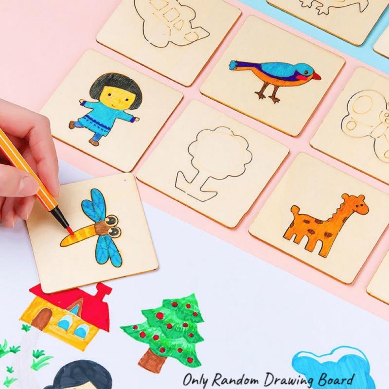 Montessori Holz Zeichenschablonen Set Für Kinder 20 Bunte Vorlagen Für Kreatives DIY Malen Und Lernspiele Chars)