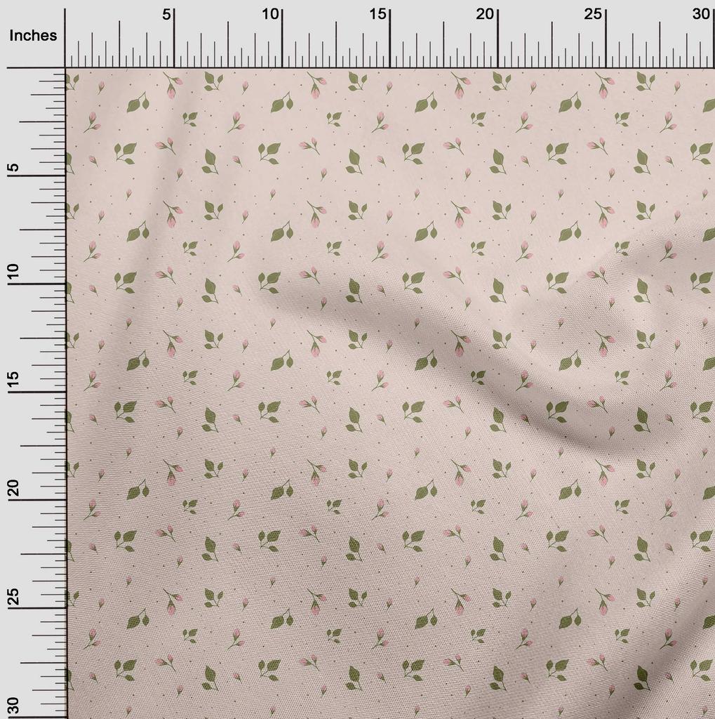 oneOone Georgette Viscose Light Beige Fabric Floral Dress Material Fabric Print Fabric By The Yard 42 Inch