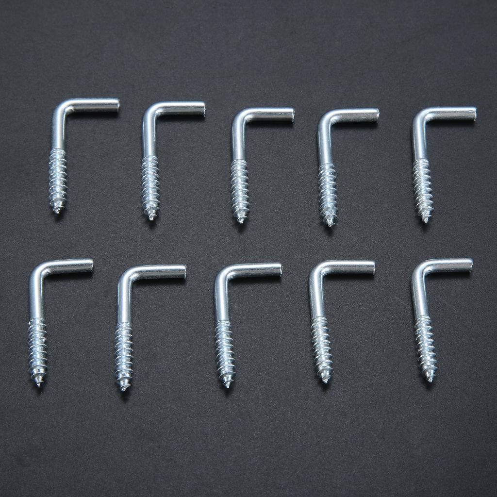 10/20pcs Square Bend Hook L Cup Hanger Screw-in 7-shape 20-40mm Wall Mount Picture Photo Frame Lamp Light Eyescrew Zinc-Plated
