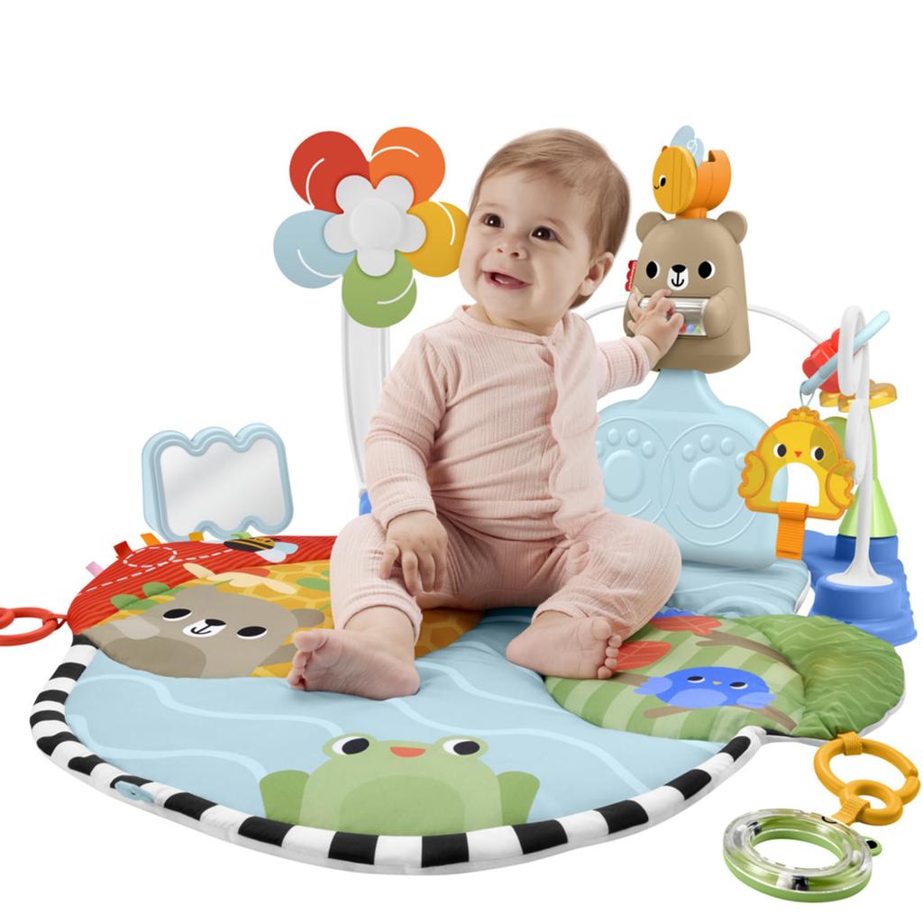 Fun Play Gym Baby Toddler Toy with Indoor Play Baby Gym Play for Babies and HYR60 Fisher-Price Kick-and-Rock - & Mirror, Rattle, Equipment, & Mat, Up,
