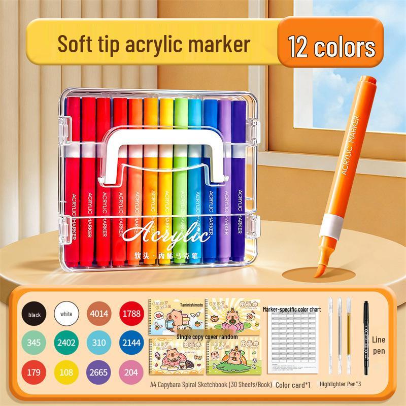 Opaque Multi-Color Acrylic Markers with Soft Tip, Waterproof for Students & Kids' Art, Kindergarten, Graffiti
