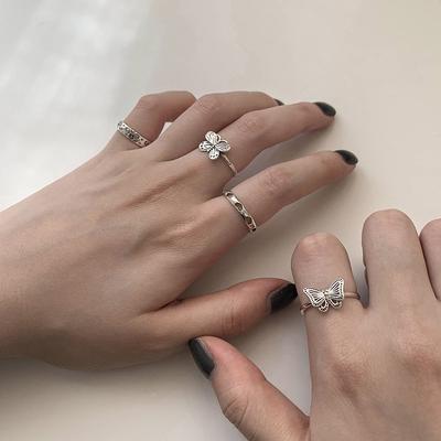 Flower Shadow, Tide Opening Butterfly Ring, Femininity, Personality, Hollow Design, Cold Wind Ring