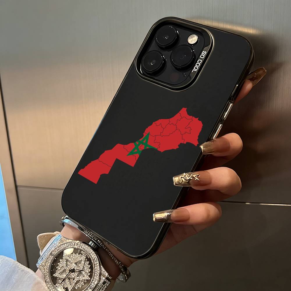 

Morocco Flag Phone Case For IPhone17 16 11 12 13 14 15 16 Pro Max Plus Cover Colored Silver Funda Bumber iPhone17ProMax