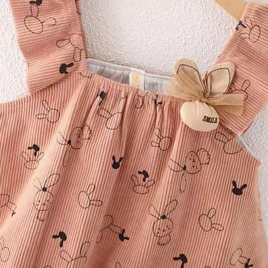 2023 Cute Rabbit Three-Piece Set for Baby Girls - Trendy Spring & Autumn Korean Fashion