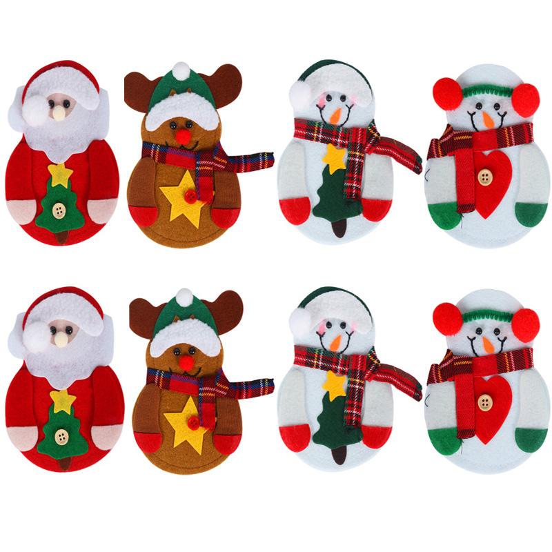 4/8pcs Christmas Cutlery Bag Knife Fork Tableware Holders Pocket Christmas Dinner Table Ornaments Navidad Decorations Natal Noel