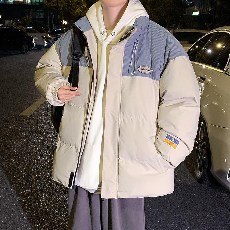 

2025 зимняя утолщенная хлопковая одежда мужская хлопковая одежда однотонная лоскутная трендовая хлопковая куртка повседневный тренд 2XL хаки