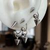 Punk Conical Pendant Horseshoe Ring Screw-on Stud Earrings
