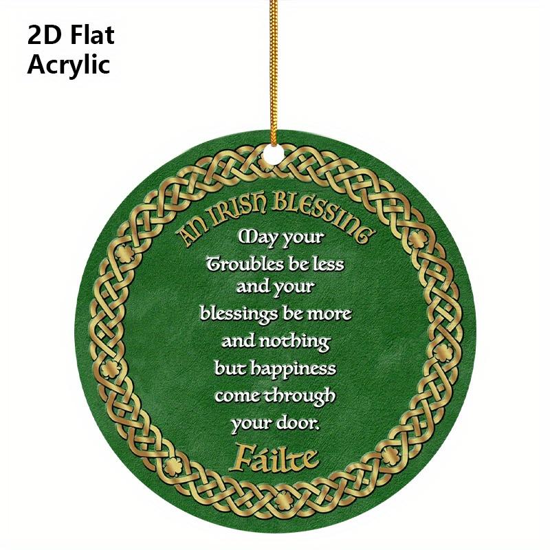2D Flat "Irish Blessing" St. Patrick'S Day Acrylic Decoration Sign, Classic Clover Design, suitable for wall decoration, porch, room, villa, accents H