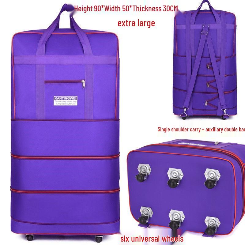 158L Aviation Large Capacity Rolling Travel Bag - Foldable Wheeled Luggage Storage, Oxford Cloth