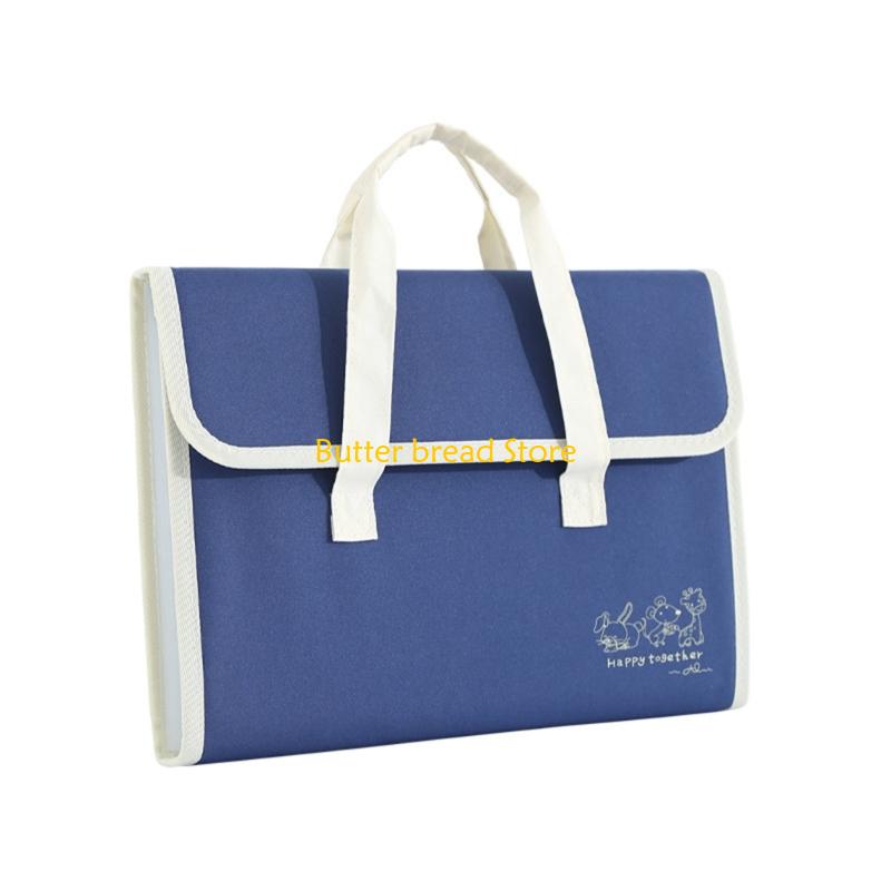 W89C Document Organizers Canvas Torage Bag with Labels File Folder Paper Storage Bag Organ Folder for Student Teacher