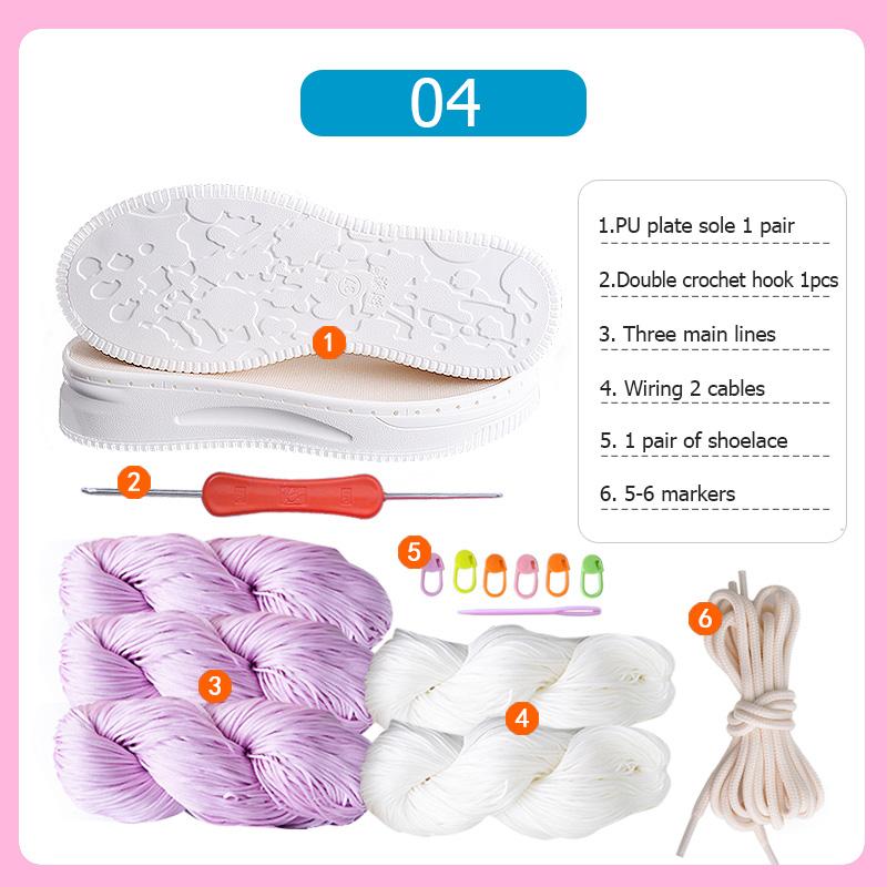 DIY Shoes Crocheted Material Hand-woven Summer Hook Soles Anti-kick Rubber Soles+Hollow Line Knitted Slippers Short Boots