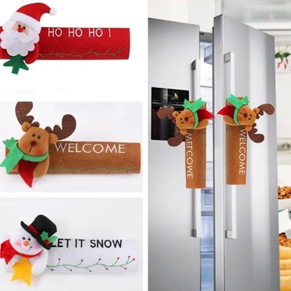 Christmas Microwave Oven Door Handle Cover Dishwasher Door Handle Cover  Xmas Party Decoration