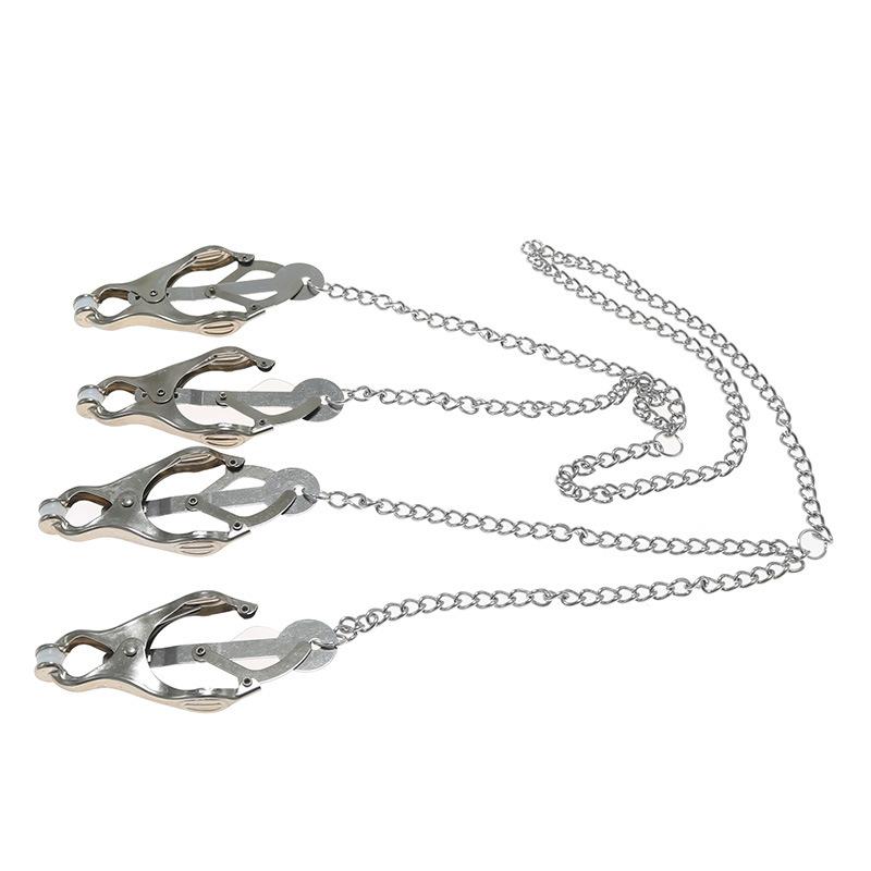 [] Stainless Steel Four-Head Nipple Clamp Female Female Training Couple Bed Toys Sex Tools Sex Toys