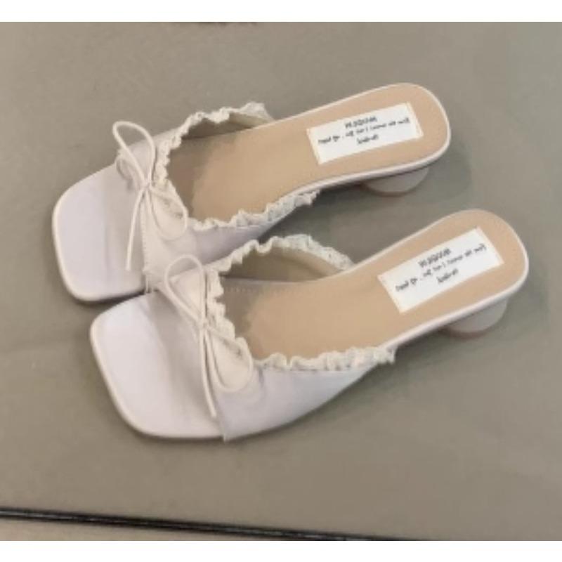 Summer New Popular Low Heel Women Slippers Concise Open Toe Party Dress Slides Ladies Outdoor Street Style Sandals Zapatos Mujer