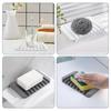 Comb-Shaped Silicone Soap Holder with Self-Draining Design for Bathroom Vanity.