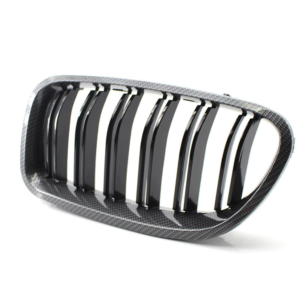 Carbon Fiber For BMW F10 5 Series 520i 523i 525i 530i 535i 2010-2016 Glossy Black Dual Slat M5 Style Front Kidney Grille Grill