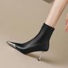 Krazing Pot Microfiber Basic Design Winter Pointed Toe Metal Thin High Heels Modern Boots Women Ankle Boots