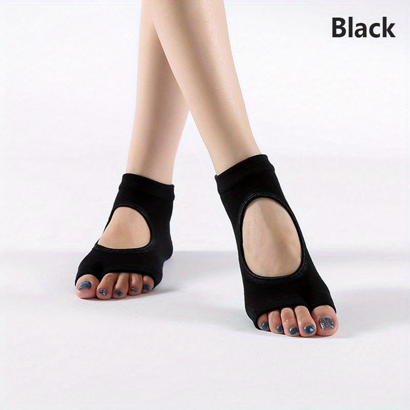 

Women Two Toe Yoga Socks Non-slip Shockproof Sport Pilates Sock Quick-Dry Ballet Professiona Dance Sock чёрный