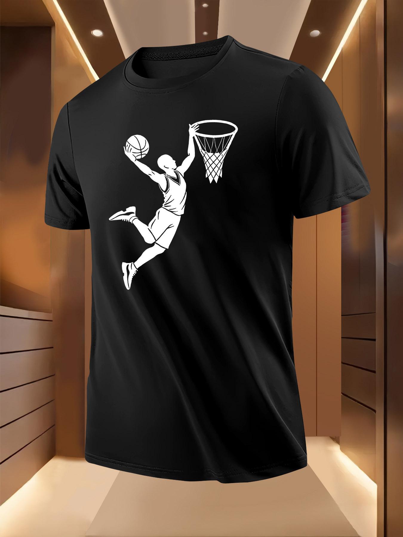 Basketball Dunk Print Tshirt - Light Yellow XL