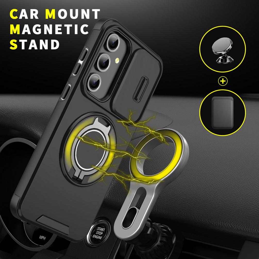 Sliding Camera Protects Phone Case for Samsung S25 + S25 Galaxy S24 Ultra S23 FE S22 Plus S21 S20 FE Metal Bracket Rugged Cover