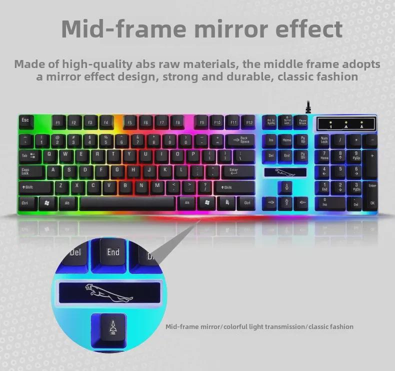 Chasing Light Leopard G21 Wired USB Backlit Keyboard & Mouse Set with Mechanical Feel