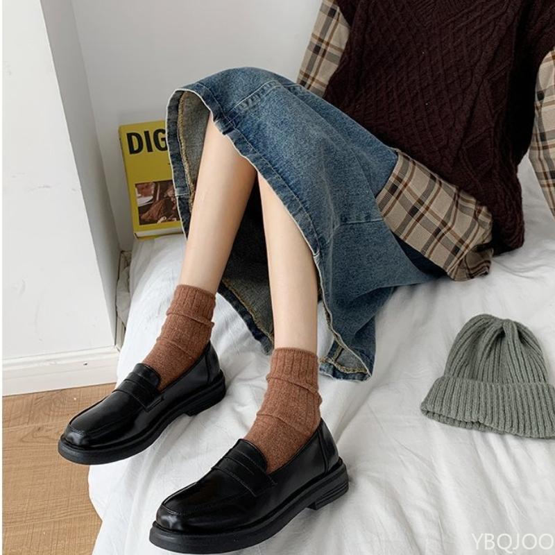 Fashion One foot round toe small leather shoes spring autumn new retro shoes fashionable comfortable simple women's single shoes