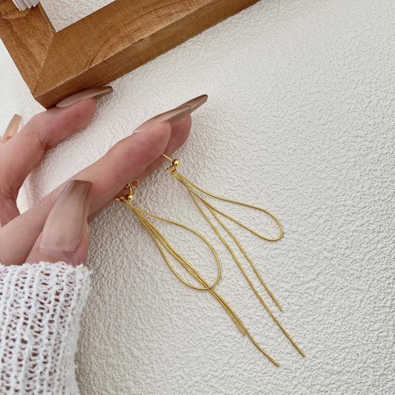 Fashion Jewelry Snake Bone Chain Tassel Stud Earring for Women 18K Gold Plated 925 Sterling Silver Earring Piercing Jewelry