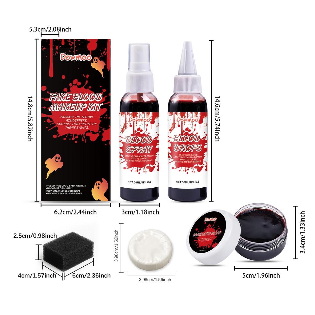 Fake Blood Makeup Kit-Realistic Washable Special Effects Halloween Fake Blood Body Paint Cos Costume SFX Makeup Kit