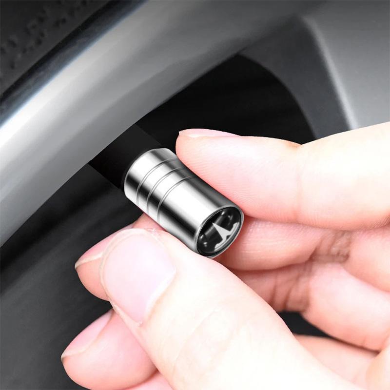 ahsgp6 4Pcs Car Wheel Tire Valve Caps Air Stem For Tesla Model S Model X Model Y Model 3 Roadster SpaceX Tyre Plug Auto Tools Accessory