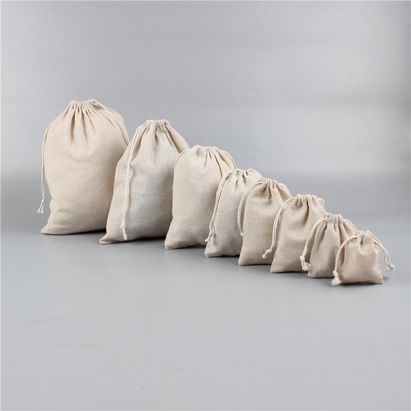 Cotton Linen Drawstring Storage Bag - Blank & Simple Gift Pouch