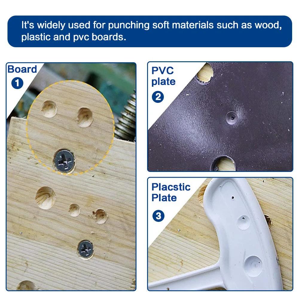 6Pcs Titanium Coated Countersink Drill Bit Set 1/4 Inch Hex Shank 5 Flute 90 Degree Wood Chamfering Cutter