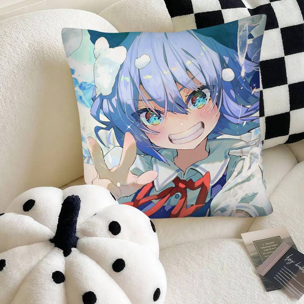 Touhou Project Cirno Cute Girl Pillow Case Square Pillow Bedroom Sofa Leisure Comfort Cushion Car Home Decoration