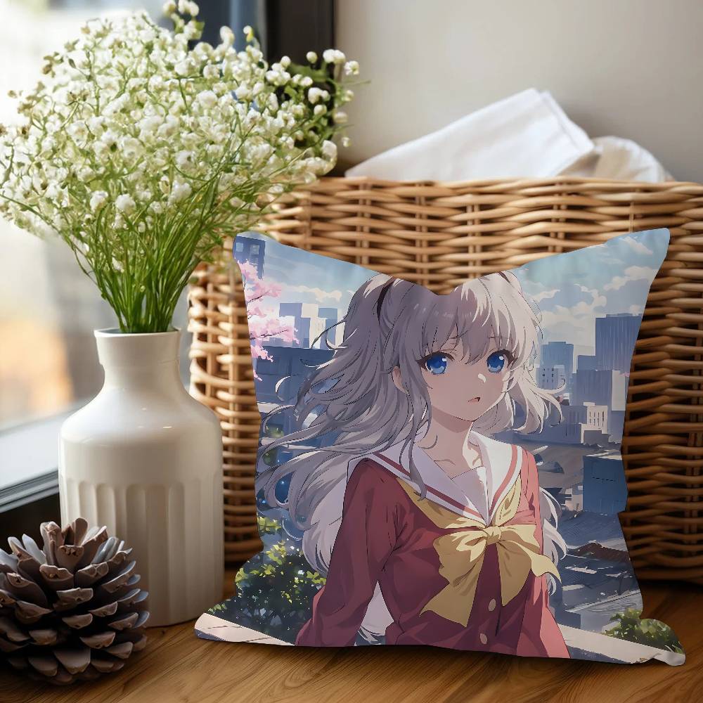 Charlotte Tomori Nao Anime Cushion Cover Inches Farmhouse Decor Home Throw Pillow Covers For Couch Decorations