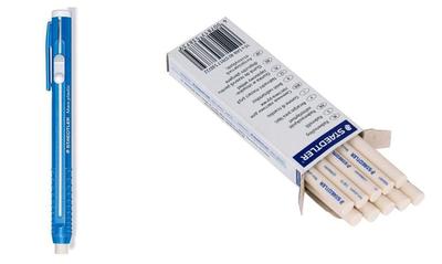 Staedtler Stick Eraser Holder and Eraser Refill Set White (10-Pack),