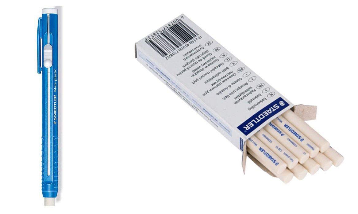 

Staedtler Stick Eraser Holder and Eraser Refill Set (10-Pack), White