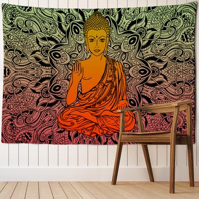 Arazzo da parete con chakra, meditazione, buddha indiano, mandala, stregoneria, bohémien, hippie, decorazione per la casa, tappetino da yoga, colore: nero